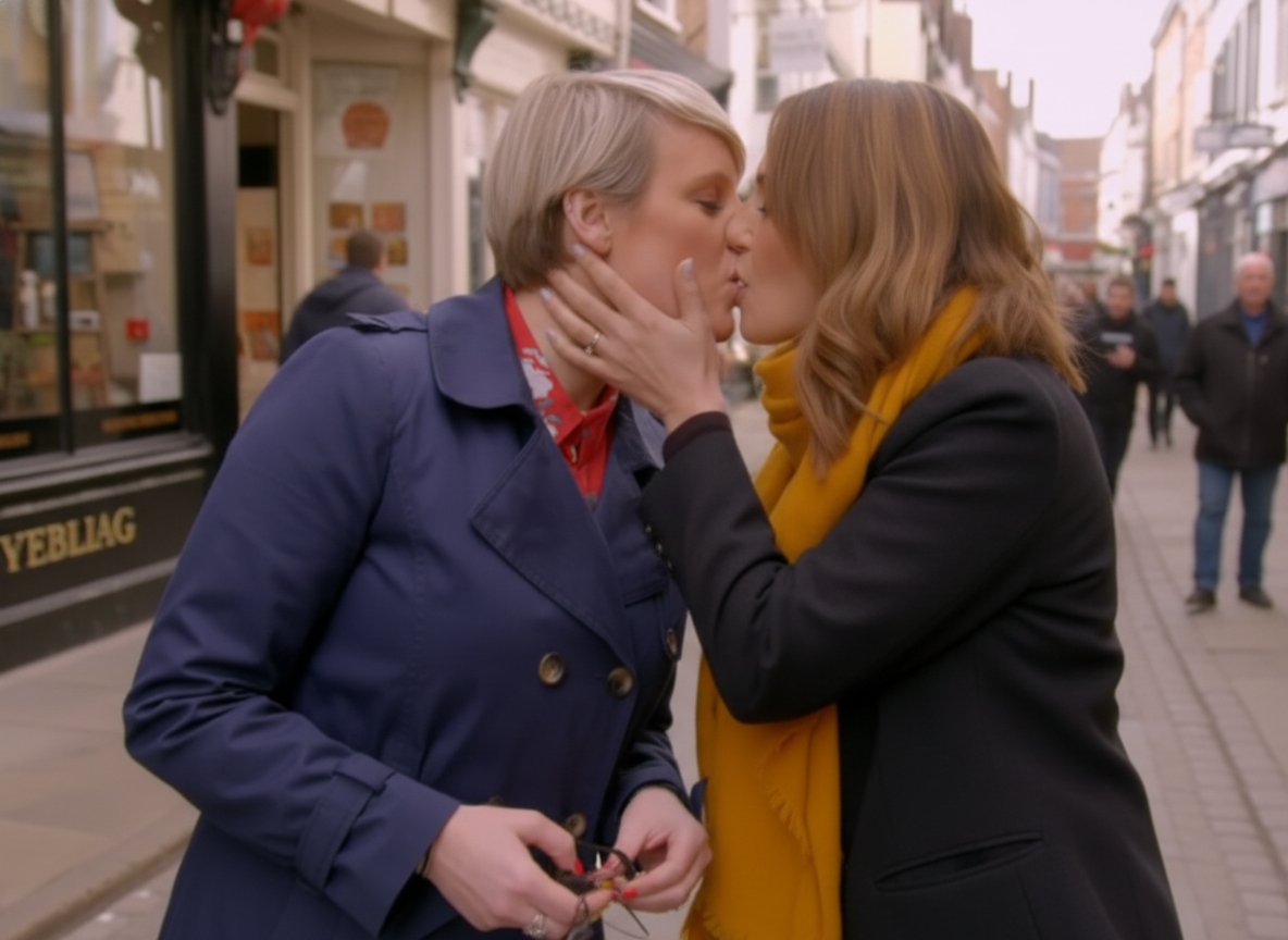 face each other and french kiss with tongues