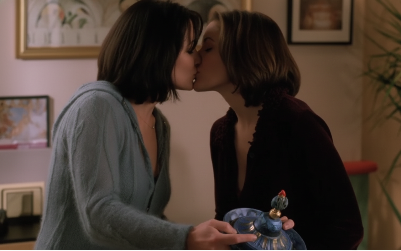 face and kiss each other