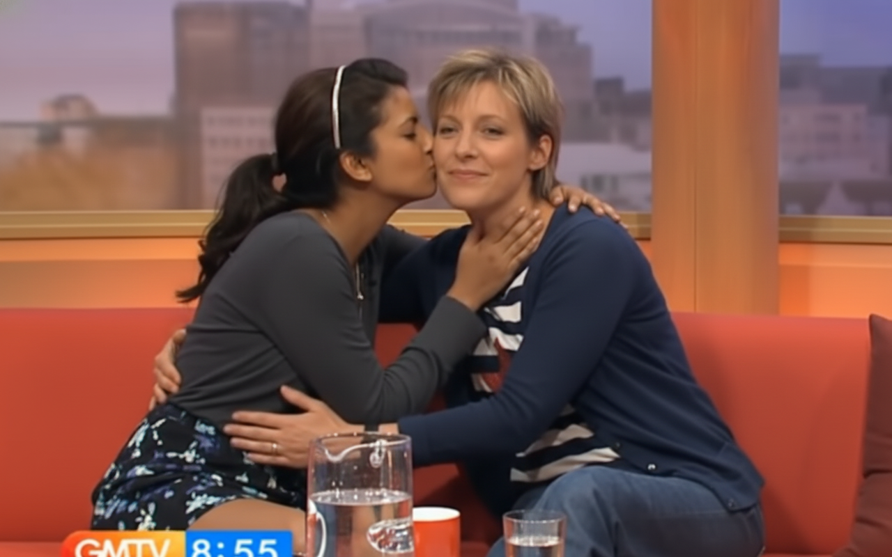 kiss and touch each other